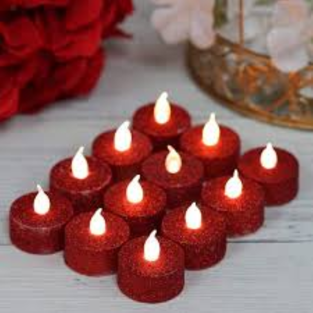 HOME LIGHT RED GLITTERED CANDLES HL1818